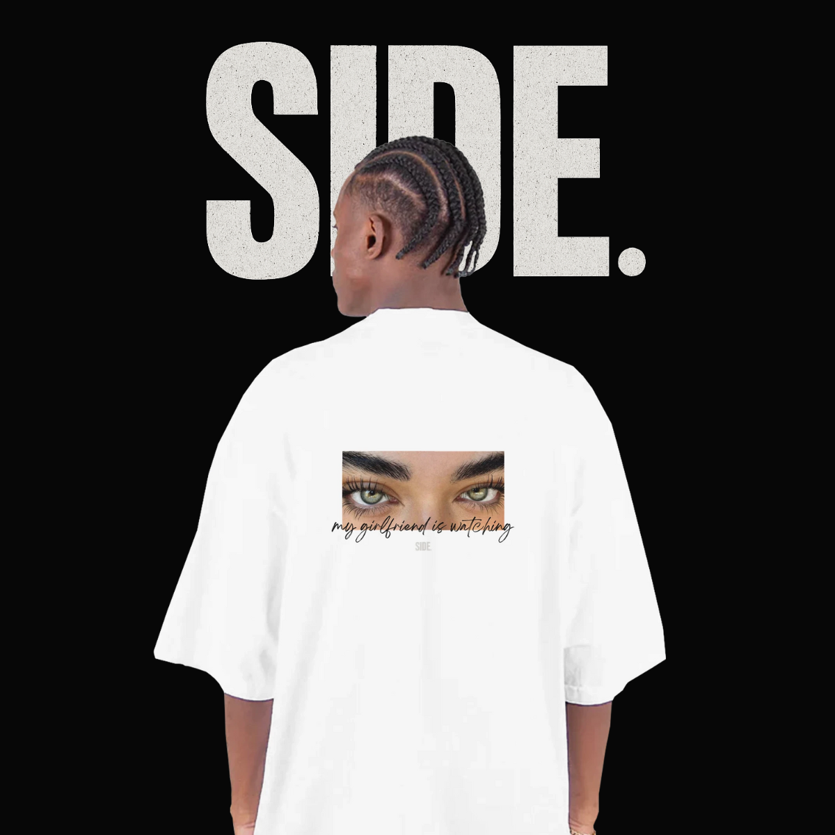 Girlfriend is Watching | Personalized Oversized Drop-Shoulder Crewneck T-Shirt